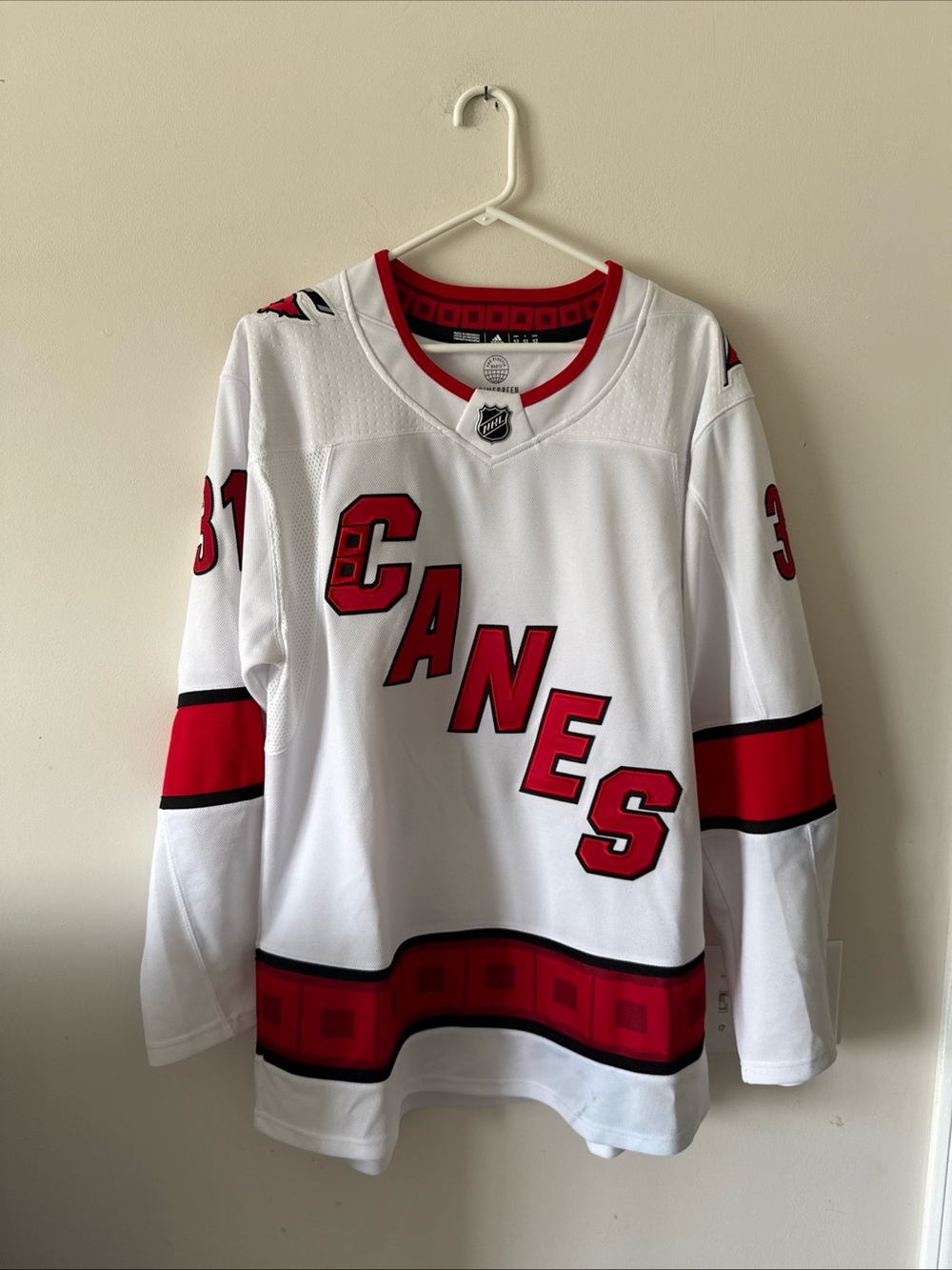 Men's adidas Frederik Andersen #31 Carolina Hurricanes Away Jersey Sz 52 - RARE
